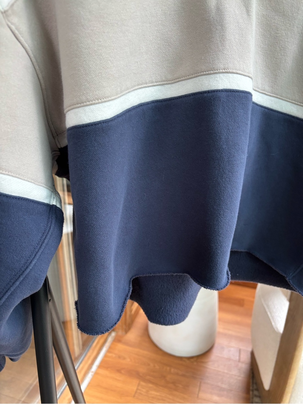 Abercrombie & Fitch Navy and Cream Colorblock Rugby Sweatshirt - Picture 3 of 7